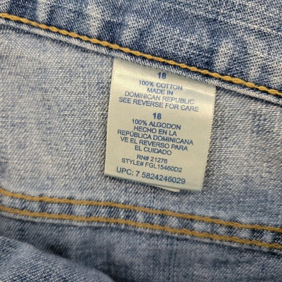 Faded Glory Womens Shorts 18 Plus Medium Blue Denim Zip Fly Pockets SHO4E - Picture 8 of 8